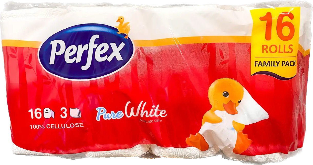Туалетний папір Perfex Pure White, 3-шаровий, 16 рулонів