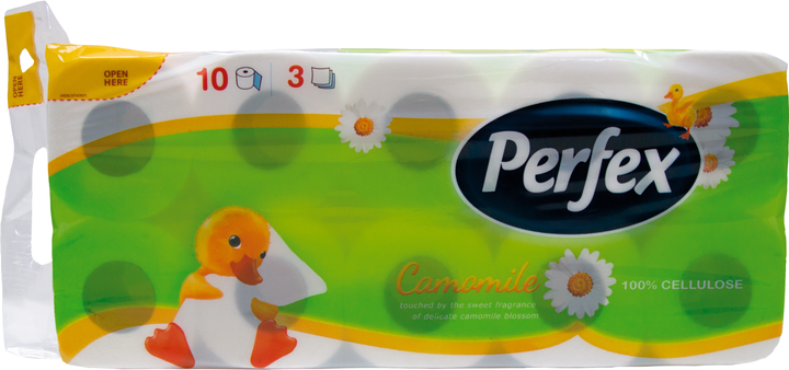 Туалетний папір Perfex Ромашка, 3-шаровий, 10 рулонів