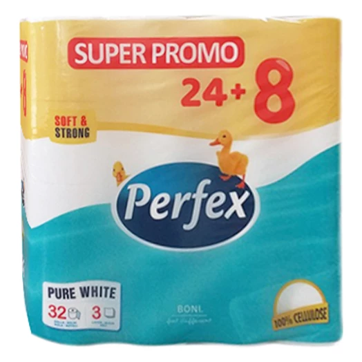 Туалетний папір Perfex Super Promo Soft & Strong, 3-шаровий, 32 рулони