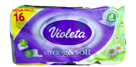 Туалетний папір Violeta Ромашка, 3-шаровий, 16 рулонів