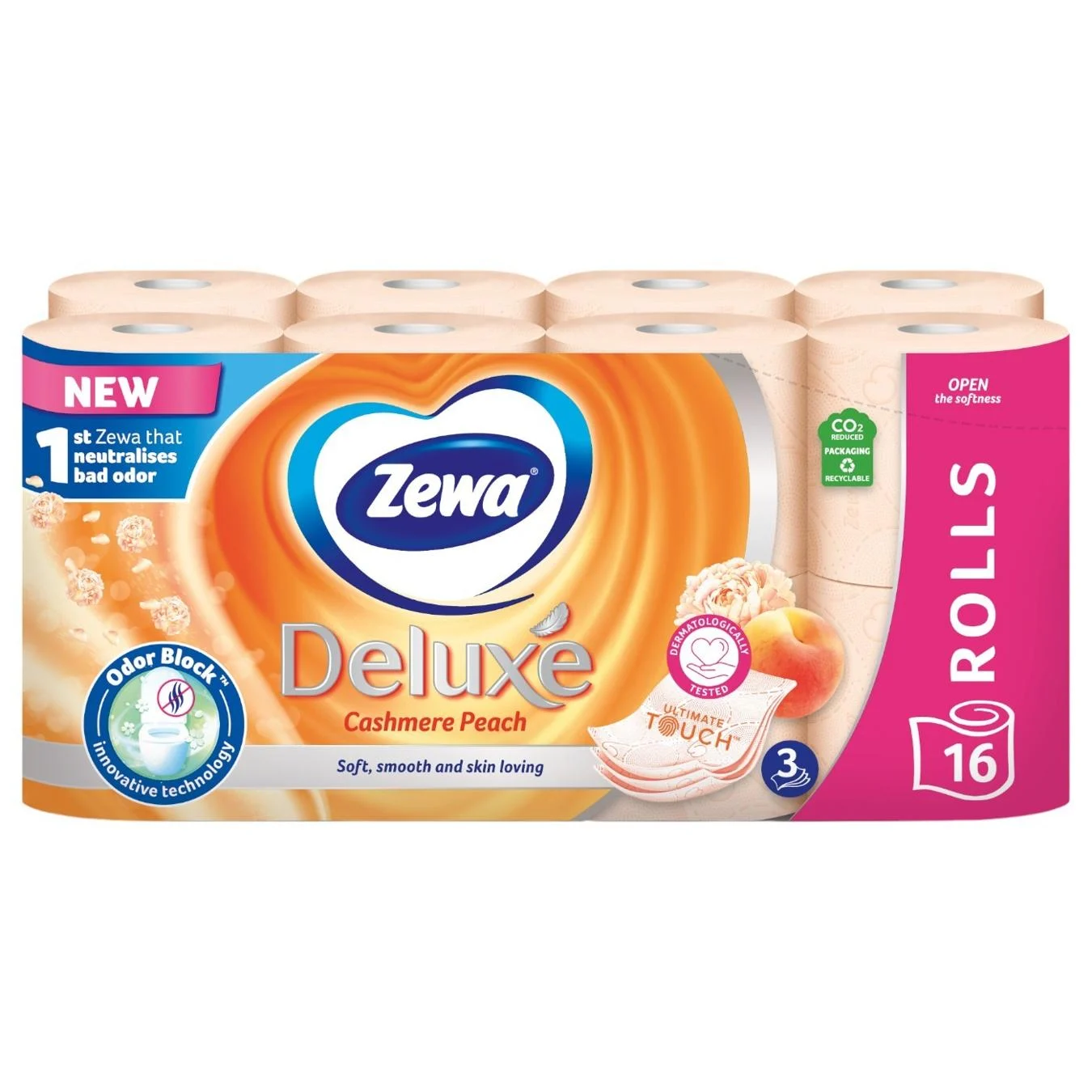 Туалетний папір Zewa Deluxe Персик, 3-шаровий, 16 рулонів