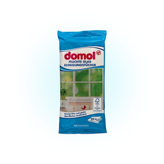 Вологі серветки для миття скла Domol, 20 шт.