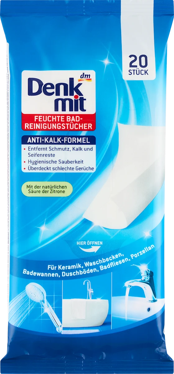 Вологі серветки для ванни Denkmit Anti-Kalk-Formel, 20 шт