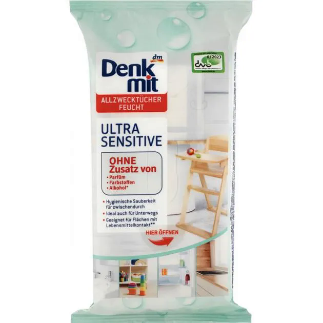 Вологі серветки універсальні Ultra Sensitiv Denkmit, 50 шт.