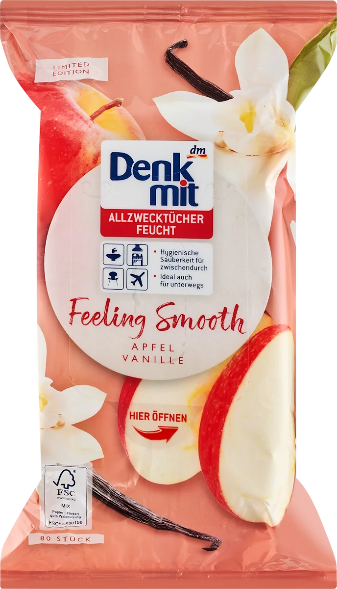 Вологі серветки універсальні Denkmit Feeling Smooth, 80 шт
