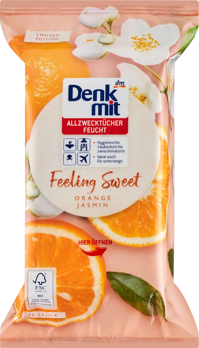 Влажные салфетки универсальные Denkmit Feeling Sweet, 80 шт