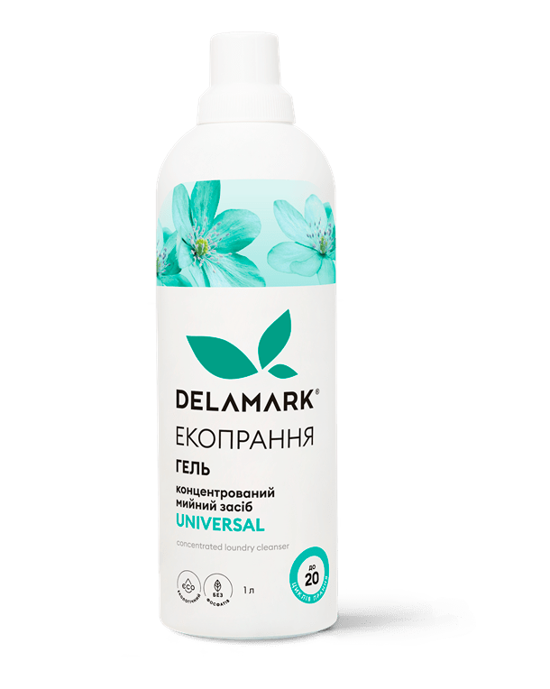 Засіб для прання рідкий безфосфатний концентрат Universal 1л DeLaMark