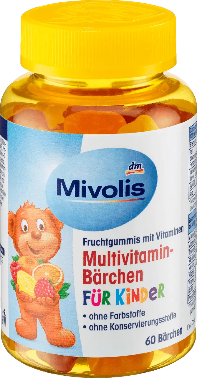 Жувальні мультивітаміни для дітей Mivolis Multivitamin-Bärchen für Kinder, 60 шт.